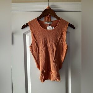 Zara Womens Coral Ribbed Bodycon Strappy Waist Tank Top Boho Coastal Cottagecore